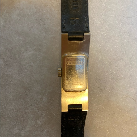 EUC -Vintage Coach Stainless Steel Women's Watch, Black Leather Band, 0169 model - Picture 5 of 9